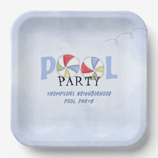 Niedliches Summer Pool Party Beach Custom Pappteller (Vorderseite)