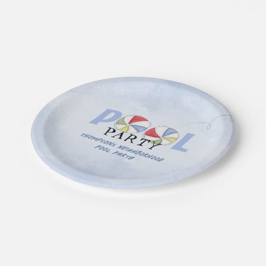 Niedliches Summer Pool Party Pappteller (Schrägansicht)