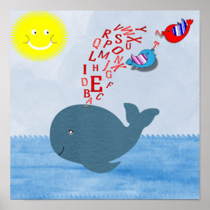Niedliches Sunshine Alphabet Whale Baby Kinderzimm Poster