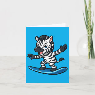 Niedliches Surfing-Zebra Lustiges Tier Strand Somm Karte