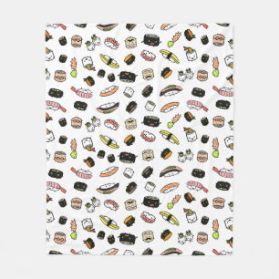 Niedliches Sushi-Muster  Kawaii Sushi - Zeichen Fleecedecke