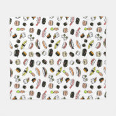 Niedliches Sushi-Muster| Kawaii Sushi - Zeichen Fleecedecke (Vorderseite (Horizontal))