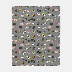 Niedliches Sushi-Muster Kawaii Sushi-Zeichen Fleecedecke