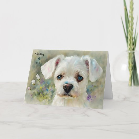 Niedliches süßes, bewundernswertes Hundedenken auf Karte (Vorderseite)