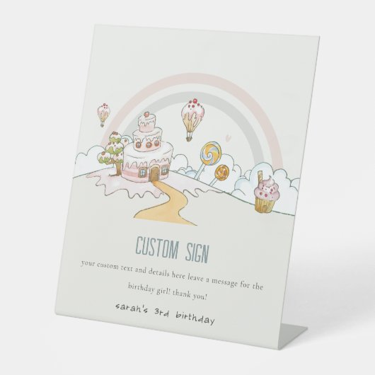 Niedliches Sweet Time Candy Land Birthday Custom P Sockelschild (Vorderseite)