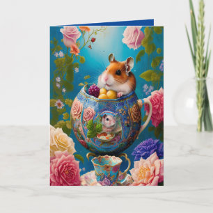 Niedliches syrisches Hamster Tea Party mit Donuts Karte