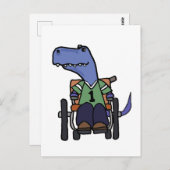 Niedliches T-rex Dinosaurier im Rollstuhl-Cartoon Postkarte (Vorne/Hinten)