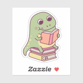 Niedliches T-rex Dinosaurier Lesen eines Buches Aufkleber