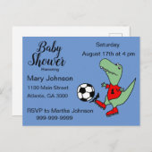 Niedliches T-rex Dinosaurier Spielen Soccer Baby S Einladungspostkarte (Vorne/Hinten)