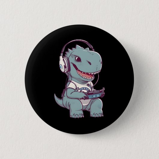 Niedliches T. Rex-Dinosaurier Videospiel Gaming Ga Button (Vorderseite)