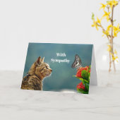 Niedliches Tabby Cat Butterfly Foto Beileid Karte (Gelbe Blume)