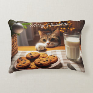 Niedliches Tabby Cat Erlernen von Cookies Weihnach Dekokissen