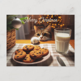Niedliches Tabby Cat Erlernen von Cookies Weihnach Feiertagspostkarte