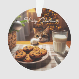 Niedliches Tabby Cat Erlernen von Cookies Weihnach Ornament