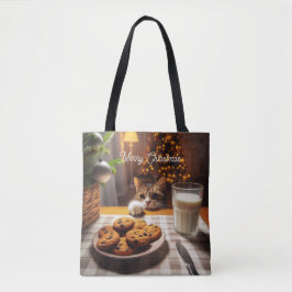 Niedliches Tabby Cat Erlernen von Cookies Weihnach Tasche