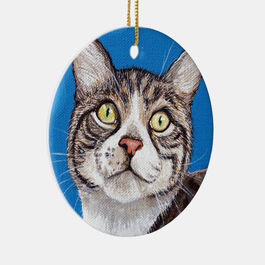 Niedliches Tabby Cat Malerei Keramik Ornament (Rechts)