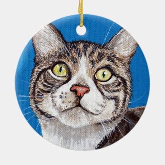 Niedliches Tabby Cat Malerei Keramik Ornament (Hinten)