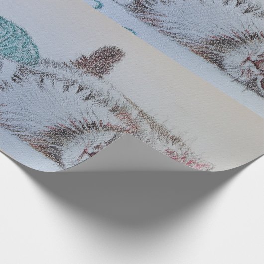 Niedliches Tabby Cat Navy Blauer Farbenfrost Wrapp Geschenkpapier (Ecke)