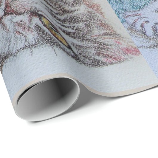 Niedliches Tabby Cat Navy Blauer Farbenfrost Wrapp Geschenkpapier (Rolleneckpunkt)