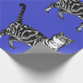 Niedliches Tabby Cat Navy Blauer Farbenfrost Wrapp Geschenkpapier (Ecke)