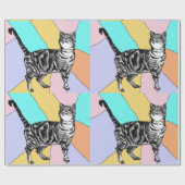 Niedliches Tabby Cat Pasta Geschenkpapier (Flach)