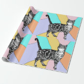 Niedliches Tabby Cat Pasta Geschenkpapier (Ungerollt)