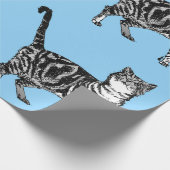 Niedliches Tabby Cat Pastel Blauer Teatro Sociale Geschenkpapier (Ecke)