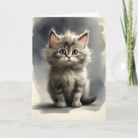 Niedliches Tabby Cat Portrait Blank Grußkarte