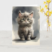 Niedliches Tabby Cat Portrait Blank Grußkarte Karte (Gelbe Blume)