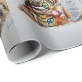 Niedliches Tabby Cat Spielen Geschenkpapier (Rolleneckpunkt)