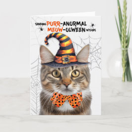Niedliches Tabby Halloween Cat PURRanormal MEOWolw Feiertagskarte