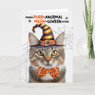 Niedliches Tabby Halloween Cat PURRanormal MEOWolw Feiertagskarte