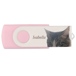 Niedliches Tabby-Katzengesicht auf Elfenbein USB Stick