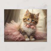 Niedliches Tabby Kitten Tragen eines rosa Tutus Postkarte (Vorderseite)