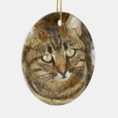 Niedliches Tabby mit Blick auf die Stift Keramikornament (Rechts)