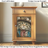 Niedliches Tabby Steampunk Kitten in Hat DN6R Deco Seidenpapier