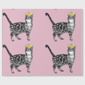 Niedliches Tabby Tee Queen Pink Frische Kunst Geschenkpapier (Flach)