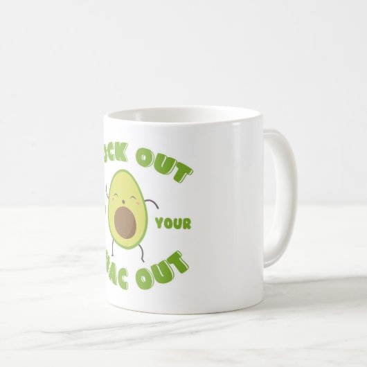 Niedliches Tanzen Avocado "Rock out with Your Guac Kaffeetasse (VorderseiteRechts)