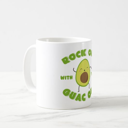 Niedliches Tanzen Avocado "Rock out with Your Guac Kaffeetasse (Vorderseite Links)