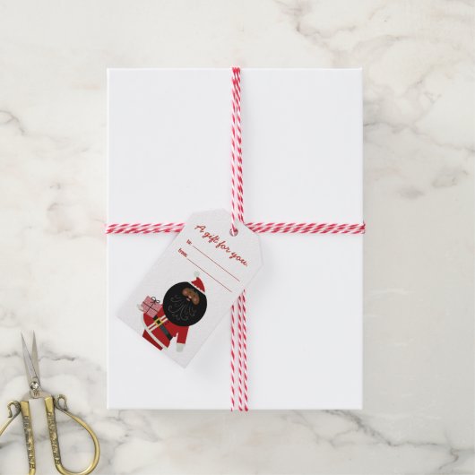 Niedliches Tanzen Black Santa Geschenkanhänger (Mit Garn)