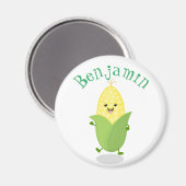 Niedliches Tanzen Kawaii Mais Cob Cartoon Abbildun Magnet (Vorderseite/Rückseite)