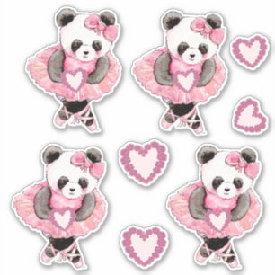 Niedliches Tanzen Panda Bear Valentine Herz Aufkleber
