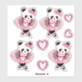 Niedliches Tanzen Panda Bear Valentine Herz Aufkleber (Blatt)