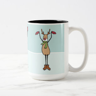 Niedliches Tanzen-Ren - Weihnachten Zweifarbige Tasse