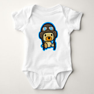 Niedliches tapferes Teddybärnpilotbaby Baby Strampler