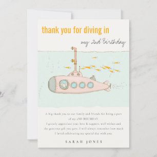 Niedliches Tauchen im Unterwasser-U-Boot jedes Leb Dankeskarte