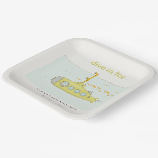 Niedliches Tauchen im Unterwasser-U-Boot jedes Leb Pappteller (Gewinkelt)