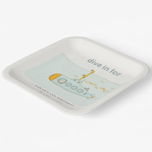 Niedliches Tauchen im Unterwasser-U-Boot jedes Leb Pappteller (Gewinkelt)