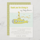 Niedliches Tauchen in Unterwasser-U-Boot-Kinderdus Dankeskarte (Vorne/Hinten)