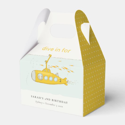 Niedliches Tauchen unter Wasser Unterseeboot Gelb Geschenkschachtel (Rückseite)